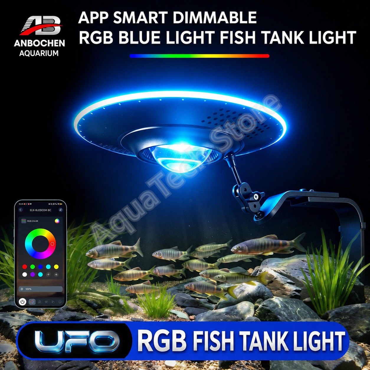 Marine Aquarium Led Lights - ANBOCHEN UFO RGB LED Aquariumbeleuchtung WiFi